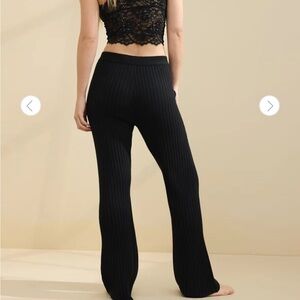Aerie Black Ribbed Flare Pants